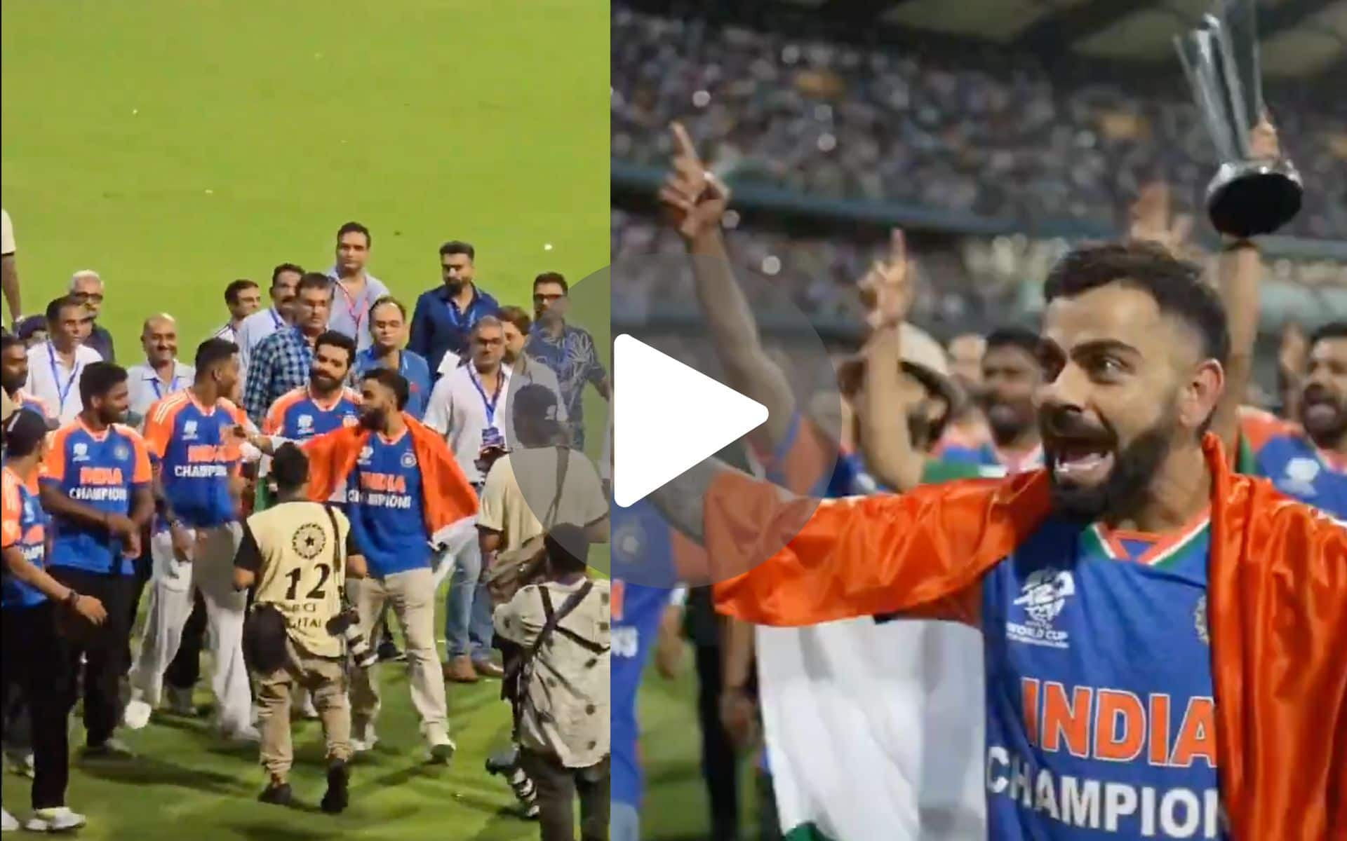 [Watch] Kohli Tells Rohit And Rest Of The Squad To Sing 'Maa Tujhe Salaam' During Victory Lap